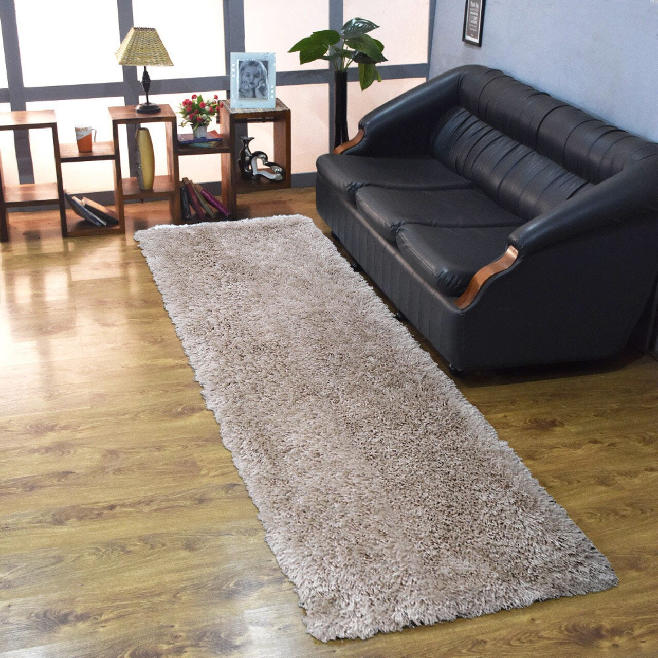 Rugsotic Hand Tufted Shag Area Rug Solid Ivory Polyester K00111 8X10